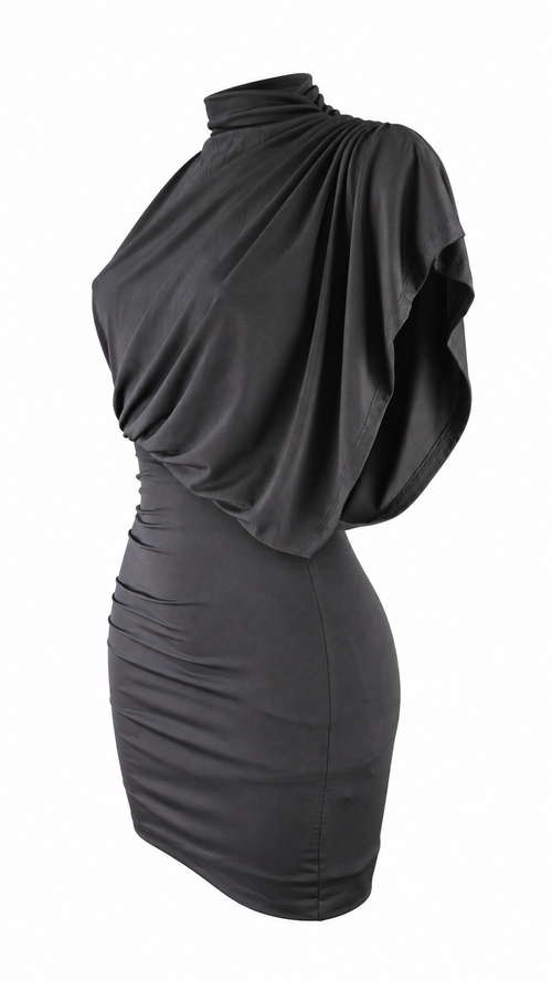 Vestido largo con escote drapeado