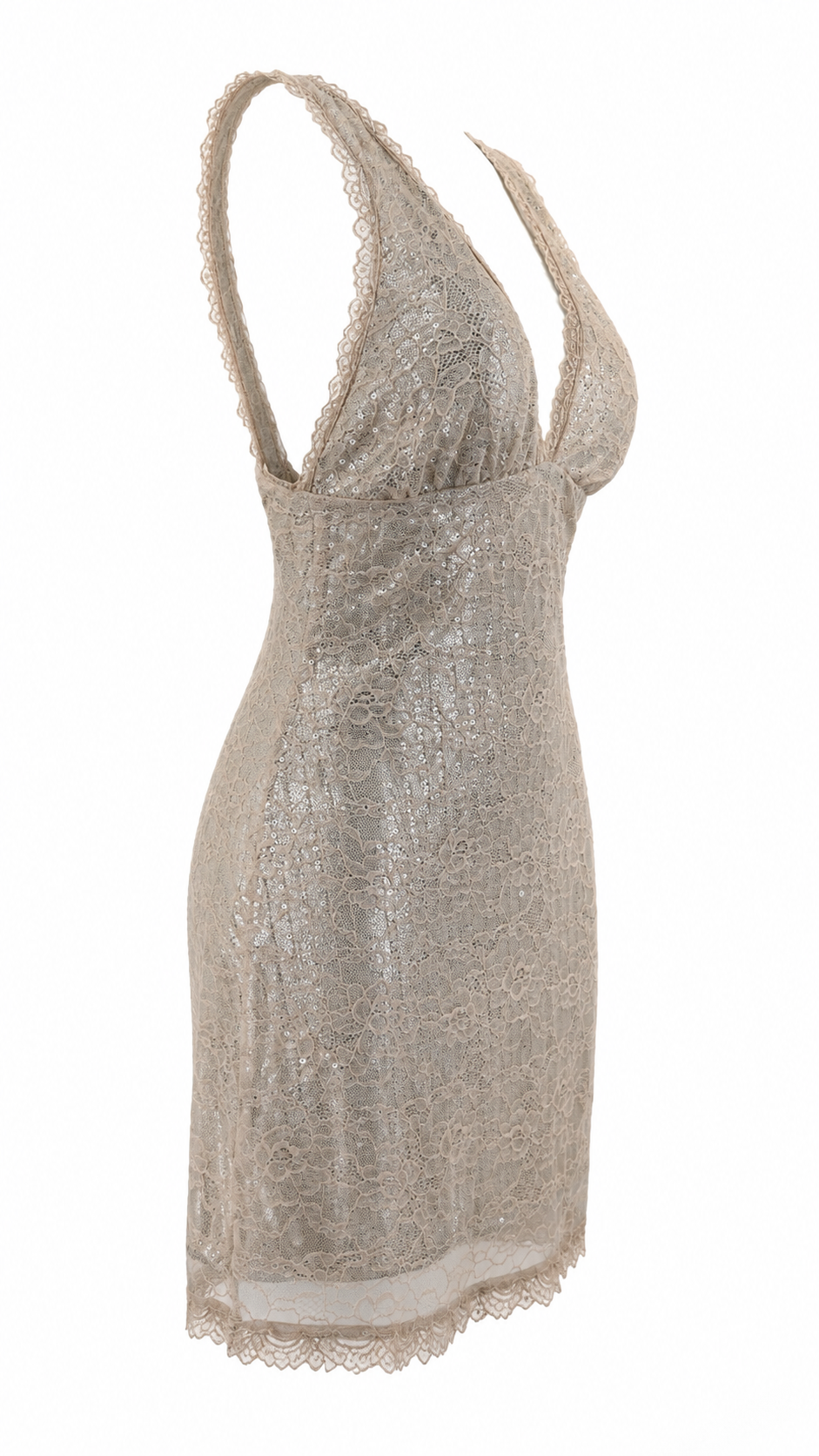 Abito corto in pizzo e paillettes