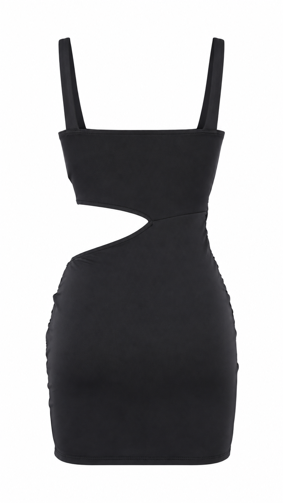 Abito mini aderente con cut-out laterale e drappeggio annodato in vita