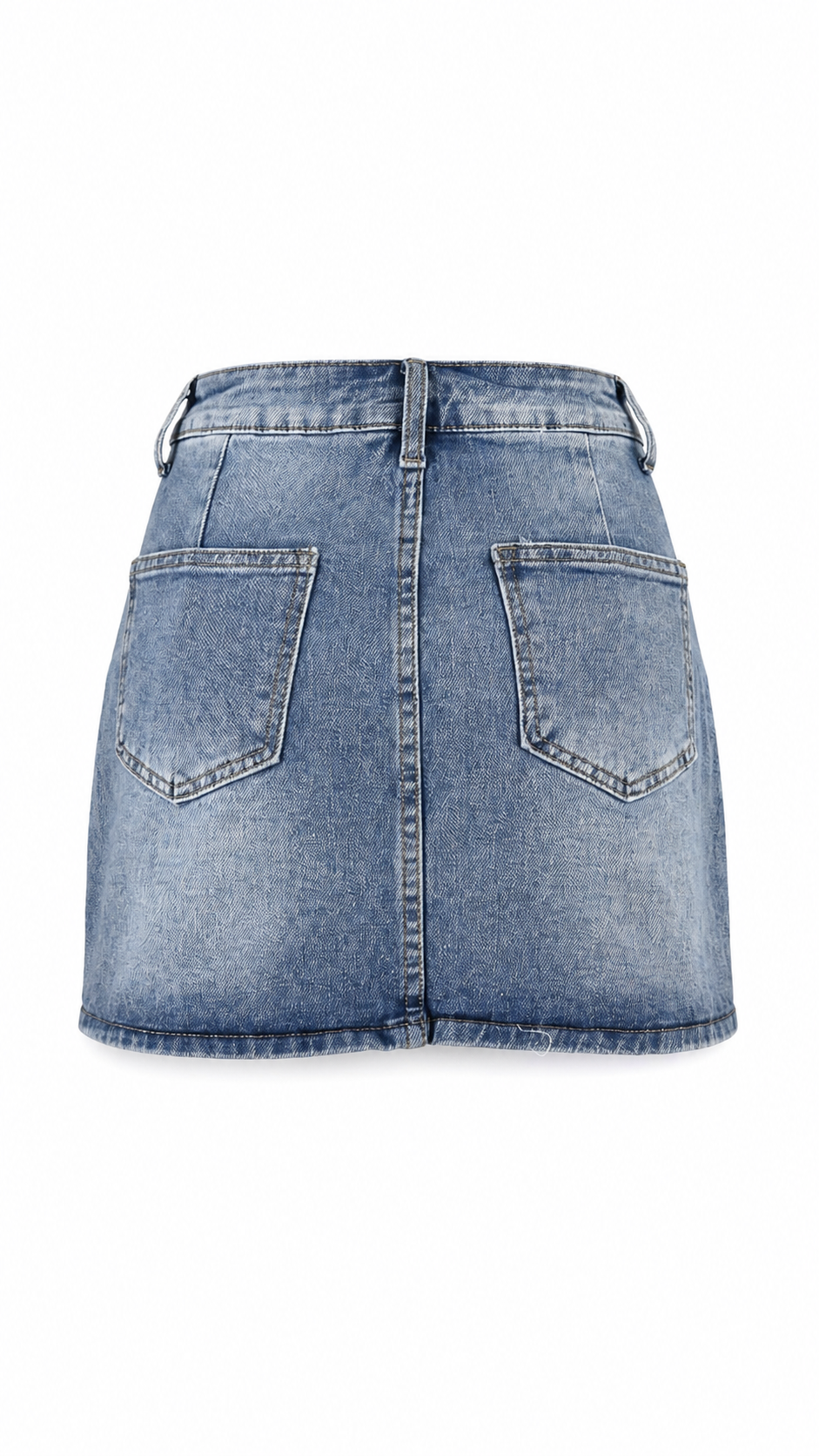 Mini gonna in denim con cucitura diagonale