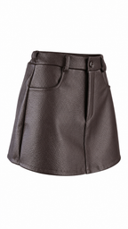 Gonna pantalone effetto pelle a vita alta con tasche