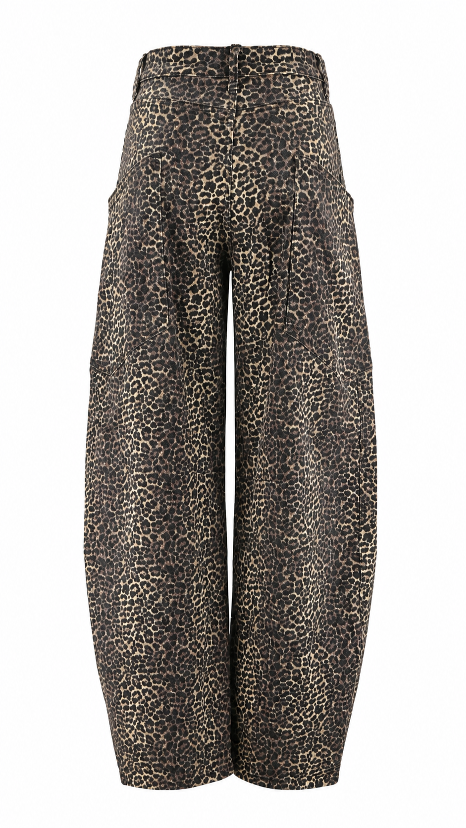 Pantaloni leopardati barrel leg con tasche cargo