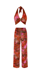 Top halter animalier con stella marina dorata