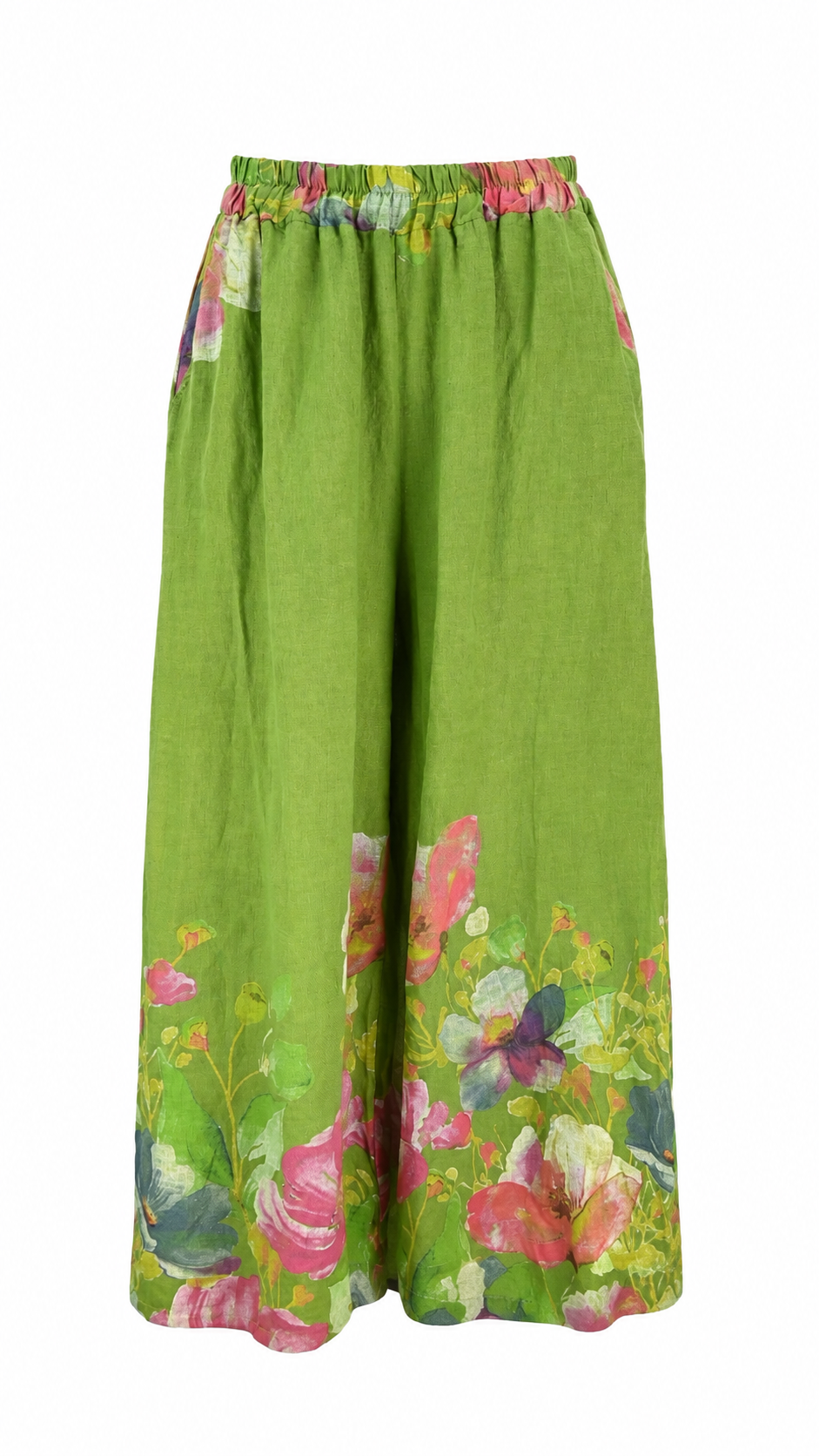 Pantalone a palazzo floreale in lino