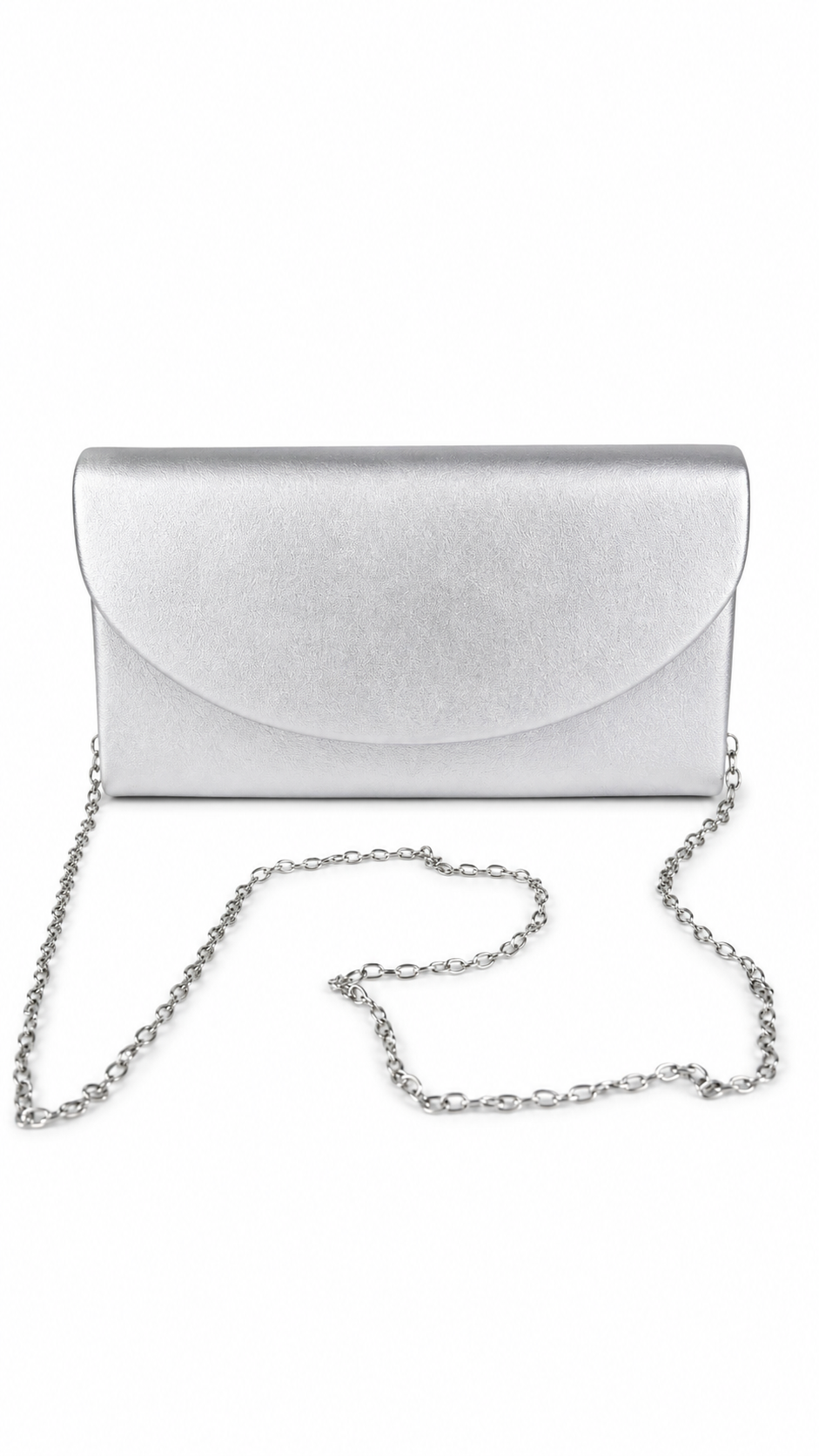 Pochette elegante con patta arrotondata effetto pelle