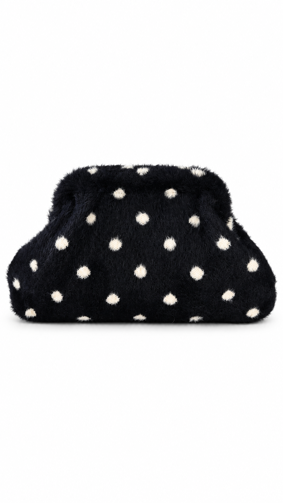 Borsa clutch effetto peluche a pois