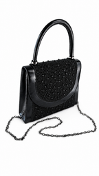 Women’s Pearl-Embellished Evening Bag with Chain Strap