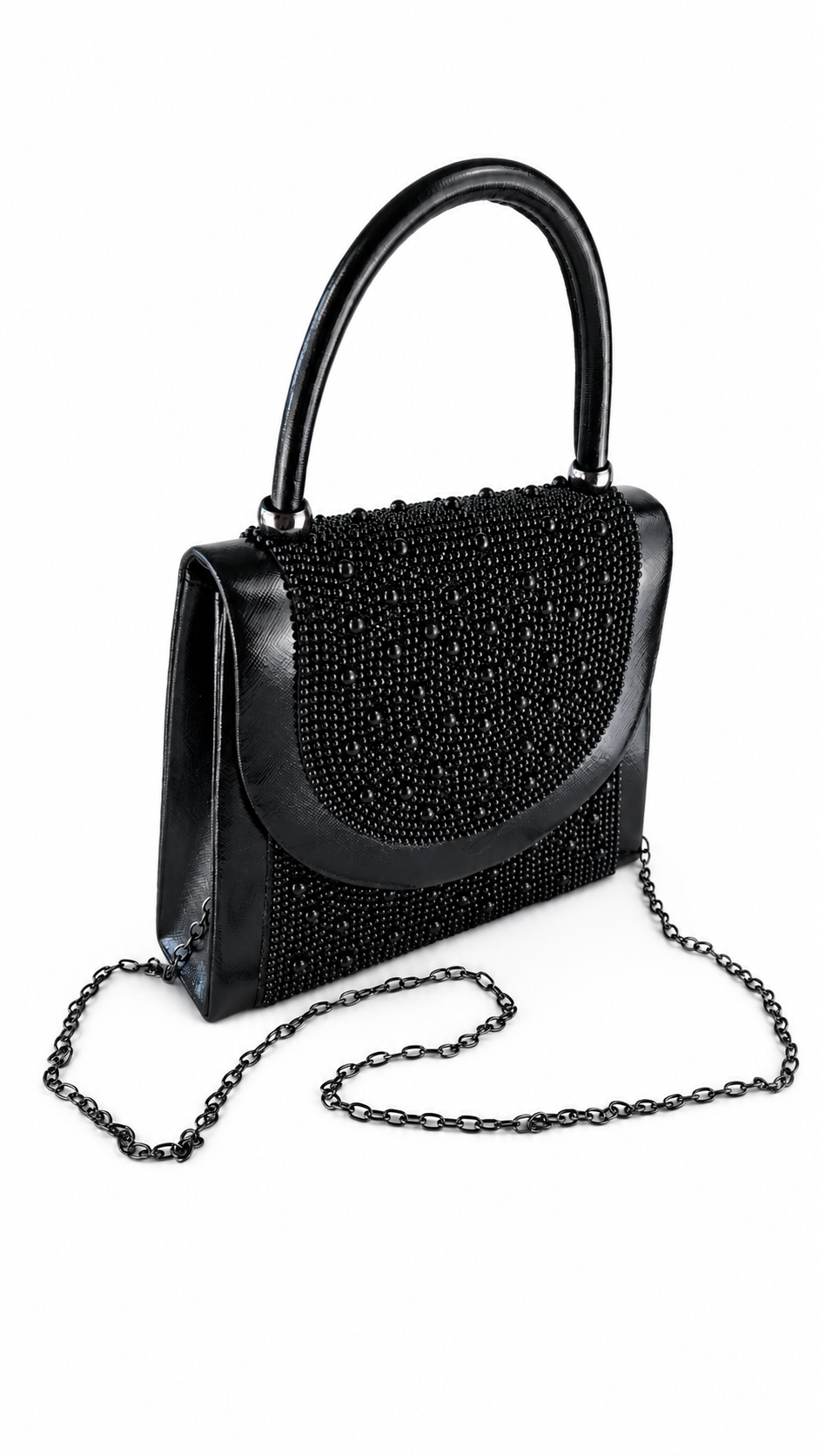 Women’s Pearl-Embellished Evening Bag with Chain Strap