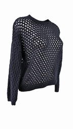Pullover traforato a rete con girocollo