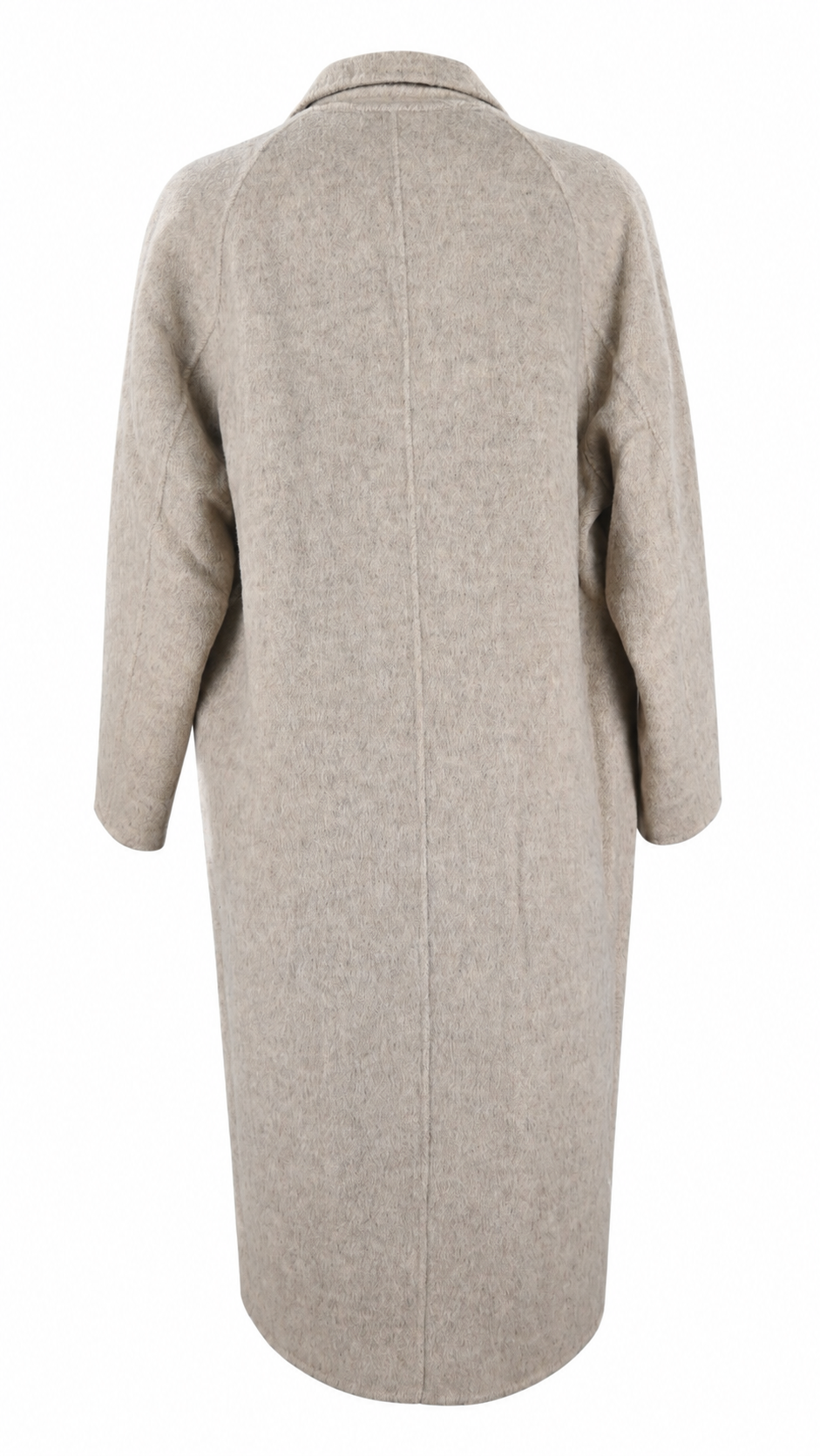 Cappotto lungo doppiopetto beige in lana