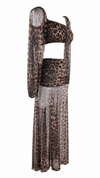 Completo animalier leopardato due pezzi