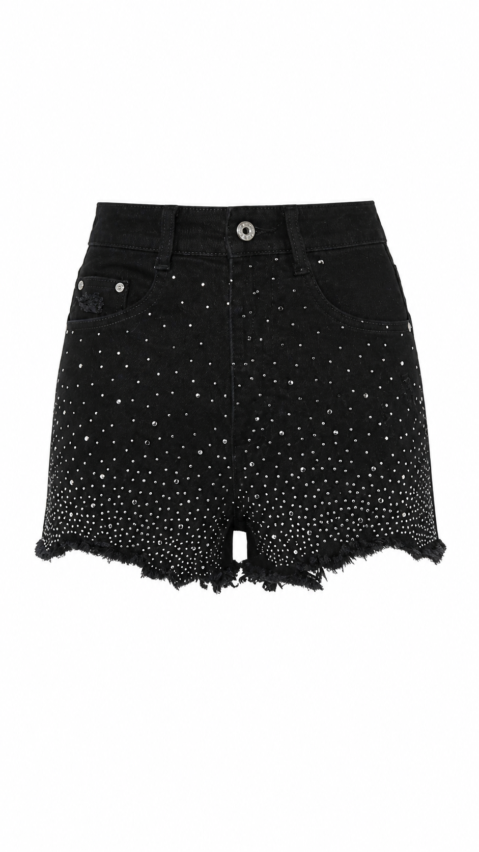 Pantaloncini in denim con brillantini effetto sfumato