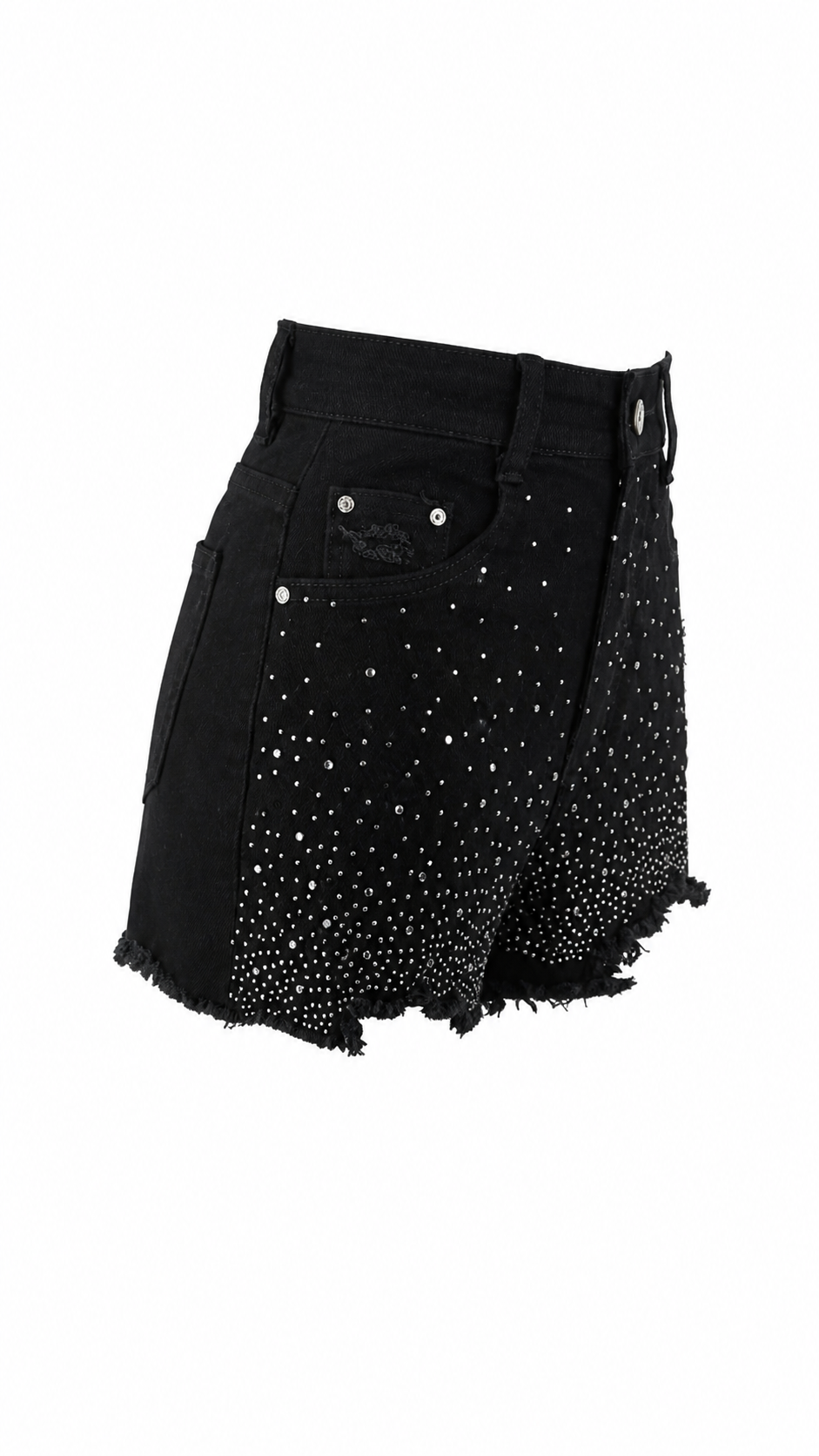 Pantaloncini in denim con brillantini effetto sfumato