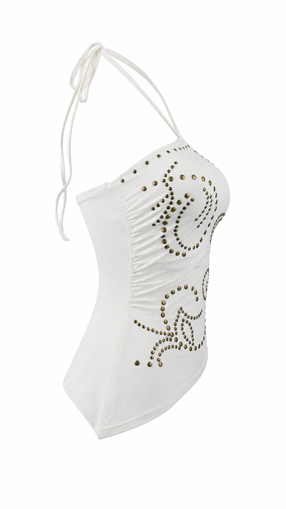 Top asimmetrico con borchie