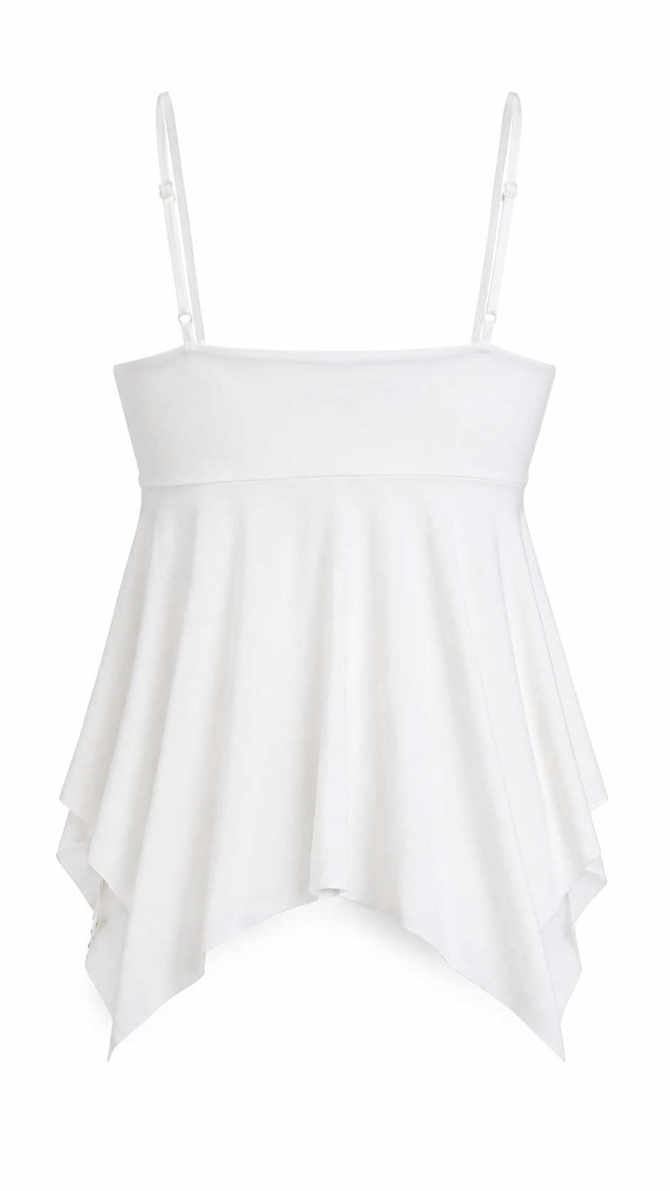 Top con coppe triangolari e strass dorati