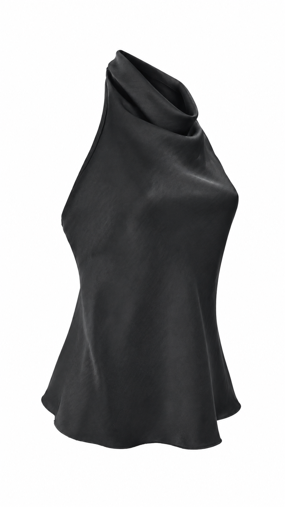 Top satinato con scollo halter drappeggiato