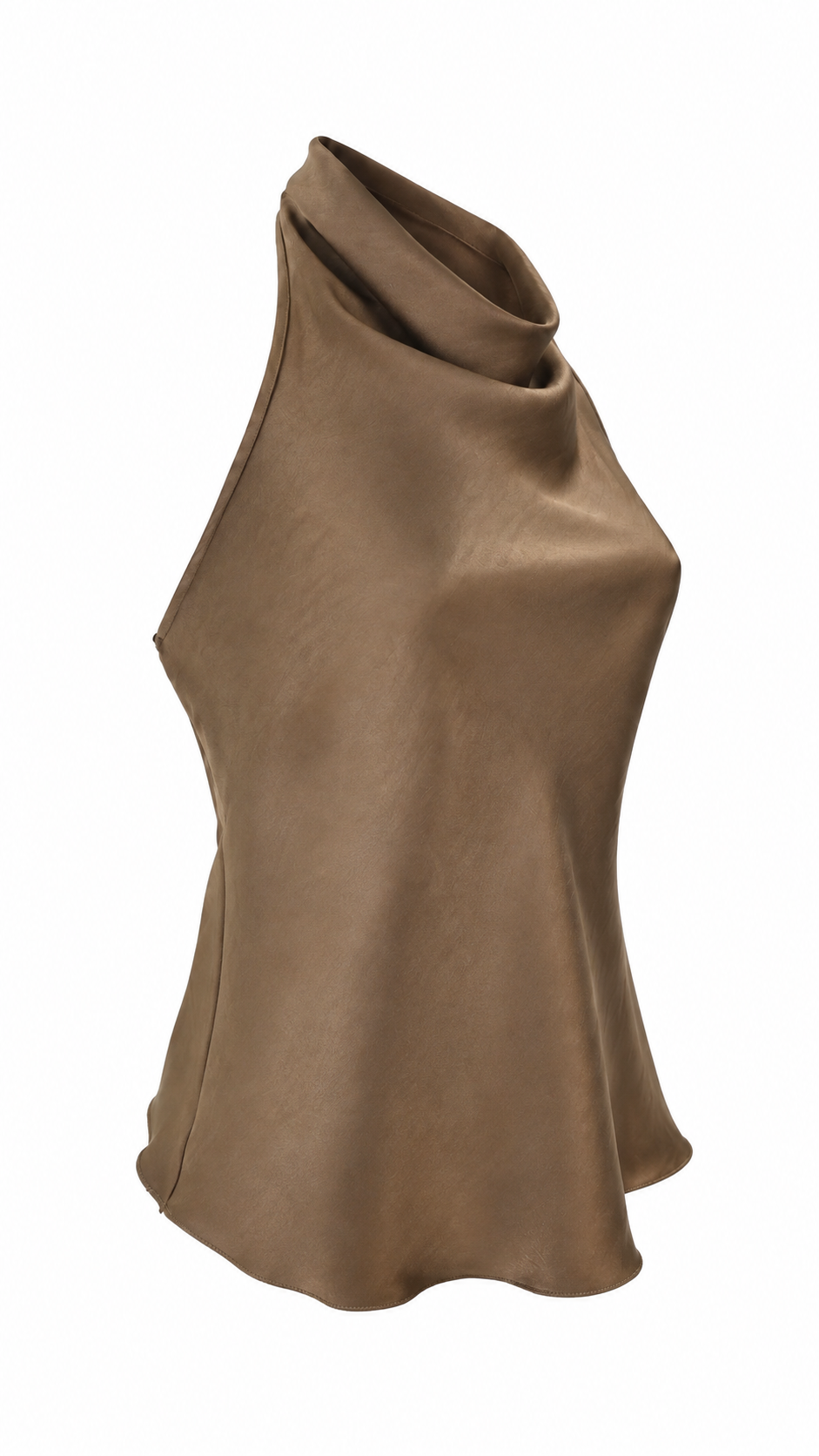 Top satinato con scollo halter drappeggiato