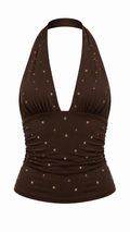 Top halter con borchie