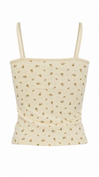Top canotta color crema floreale