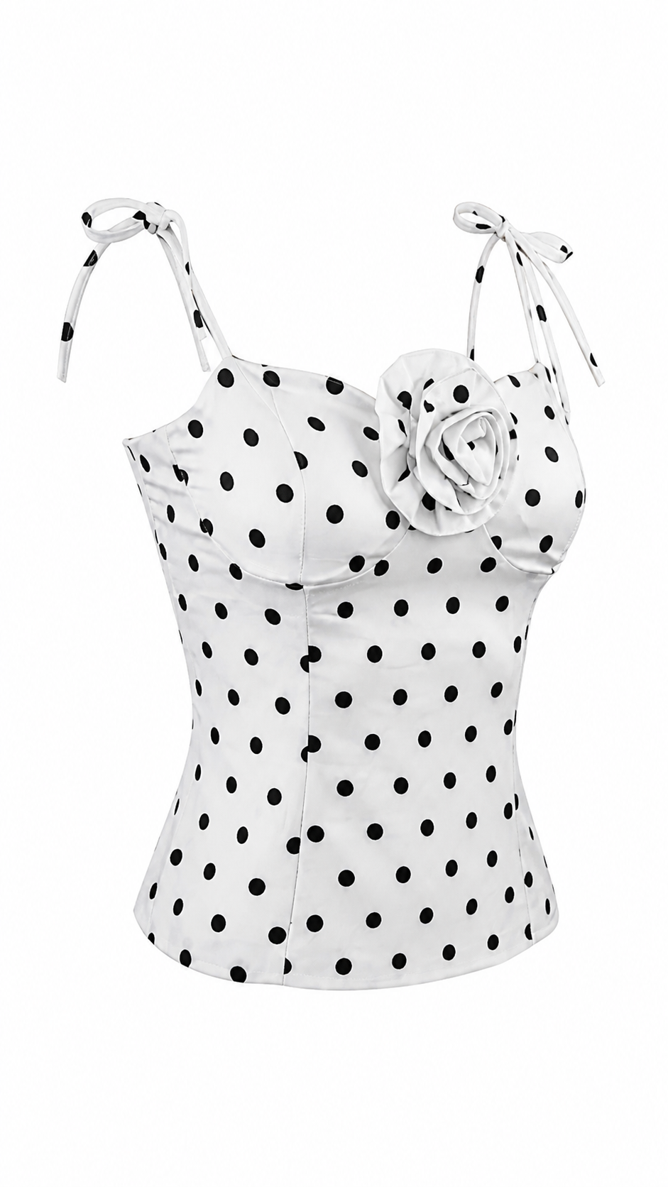 Top a pois con fiore e retro corsetto