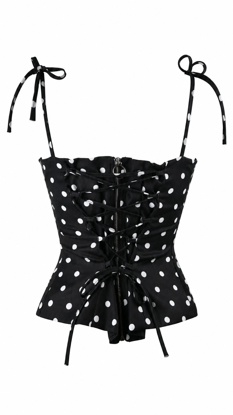 Top a pois con fiore e retro corsetto