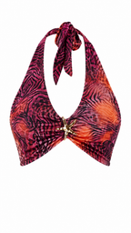 Top halter animalier con stella marina dorata
