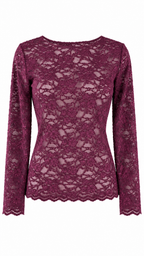 Maglia in pizzo floreale semitrasparente a maniche lunghe