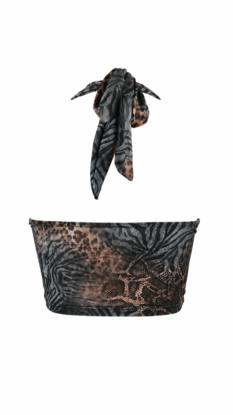 Top halter animalier con stella marina dorata