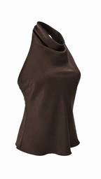 Top satinato con scollo halter drappeggiato
