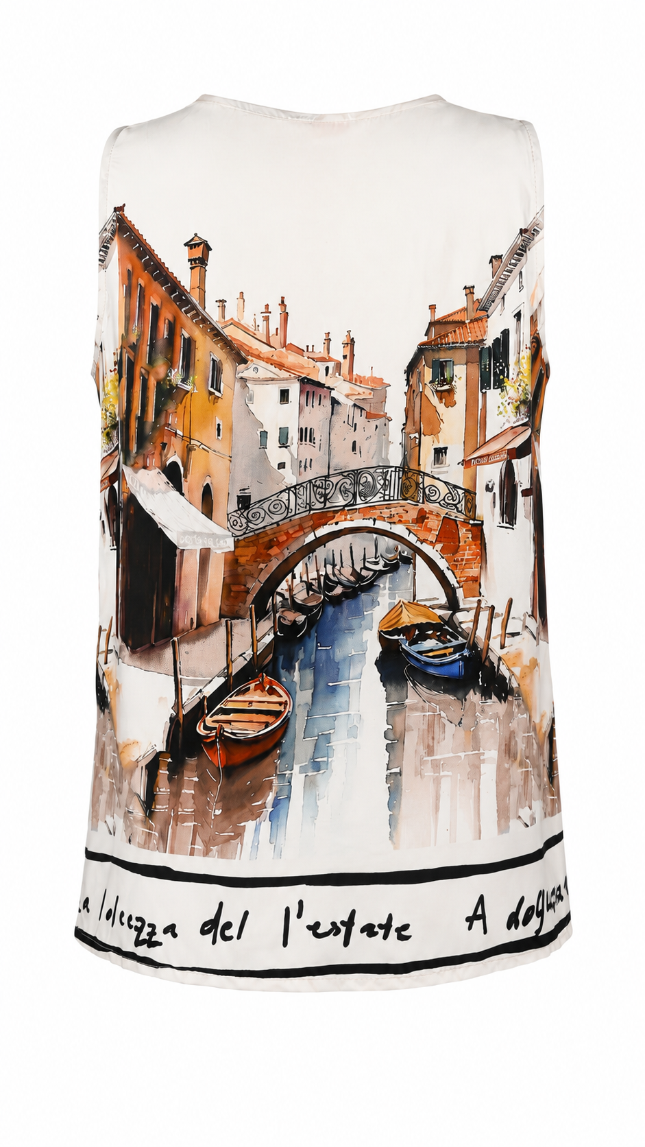 Top canottiera smanicata con stampa veneziana