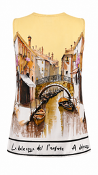 Top canottiera smanicata con stampa veneziana