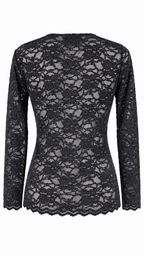 Maglia in pizzo floreale semitrasparente a maniche lunghe