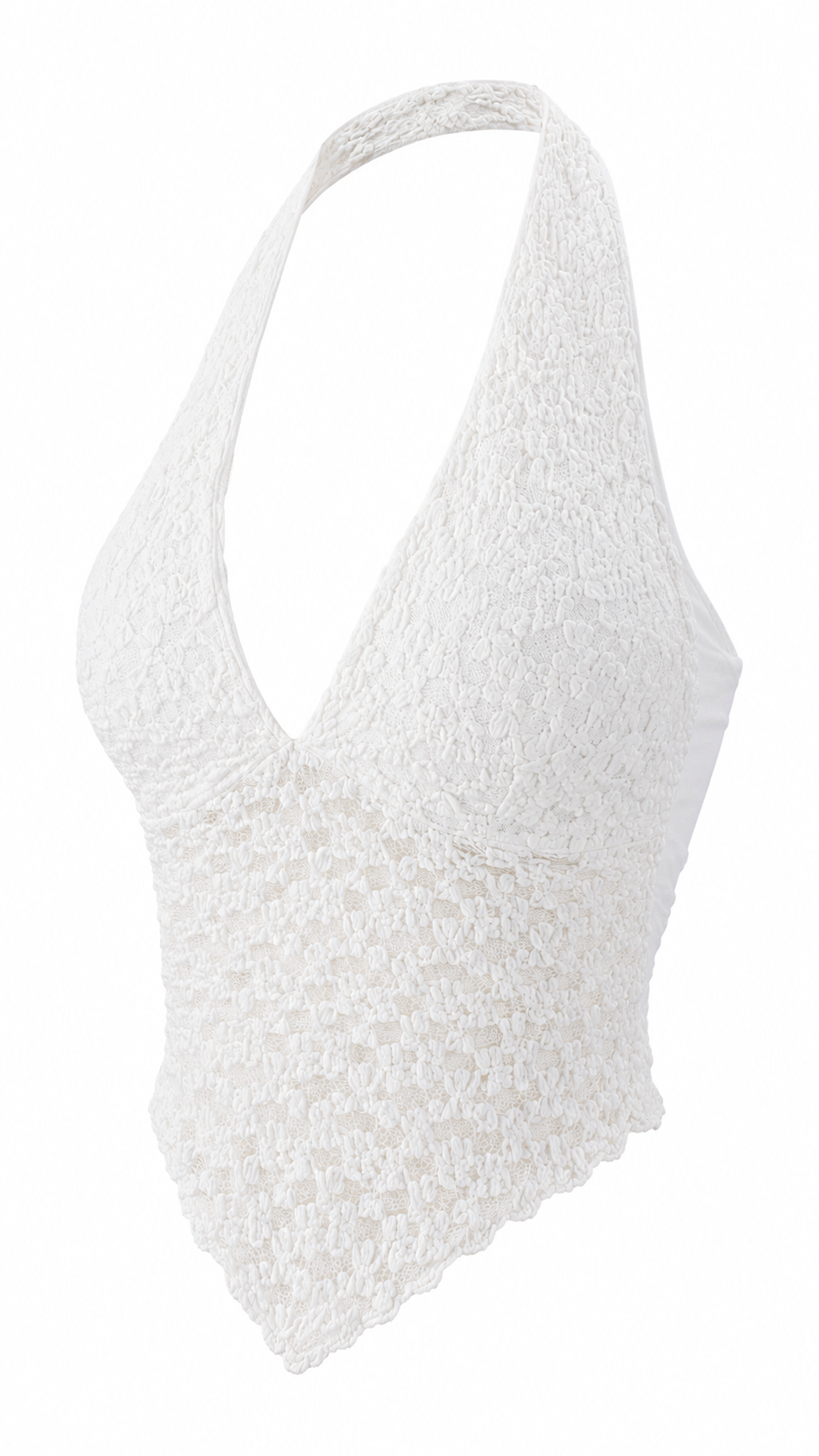 Top corto in pizzo con scollo profondo