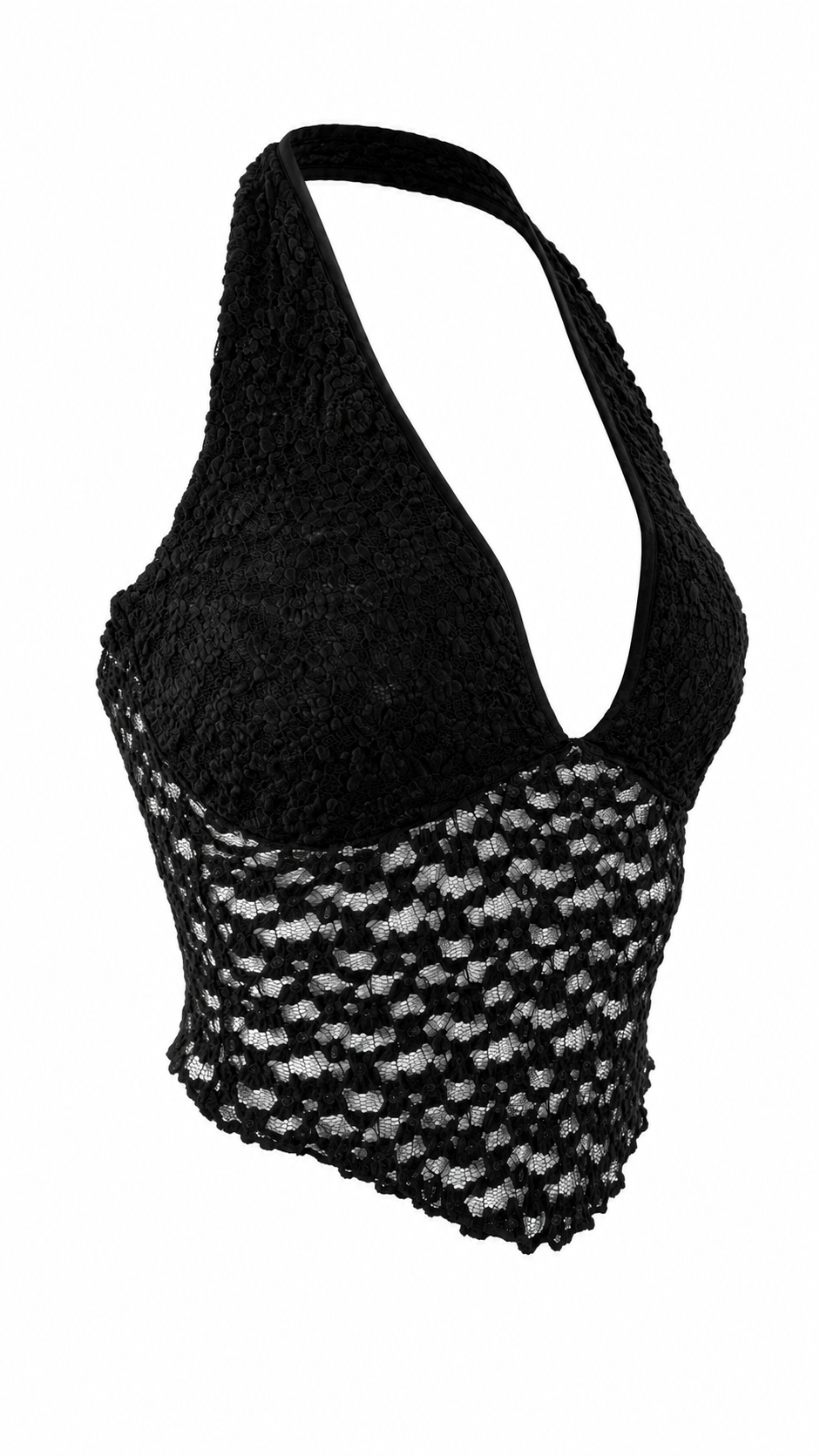 Top corto in pizzo con scollo profondo