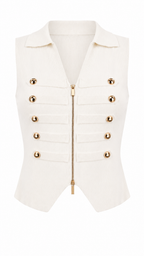 Gilet top con zip e bottoni dorati