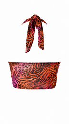 Top halter animalier con stella marina dorata