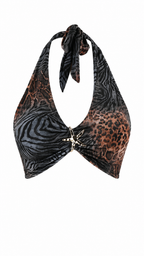 Top halter animalier con stella marina dorata