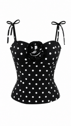 Top a pois con fiore e retro corsetto