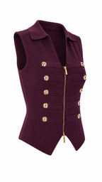 Gilet top con zip e bottoni dorati