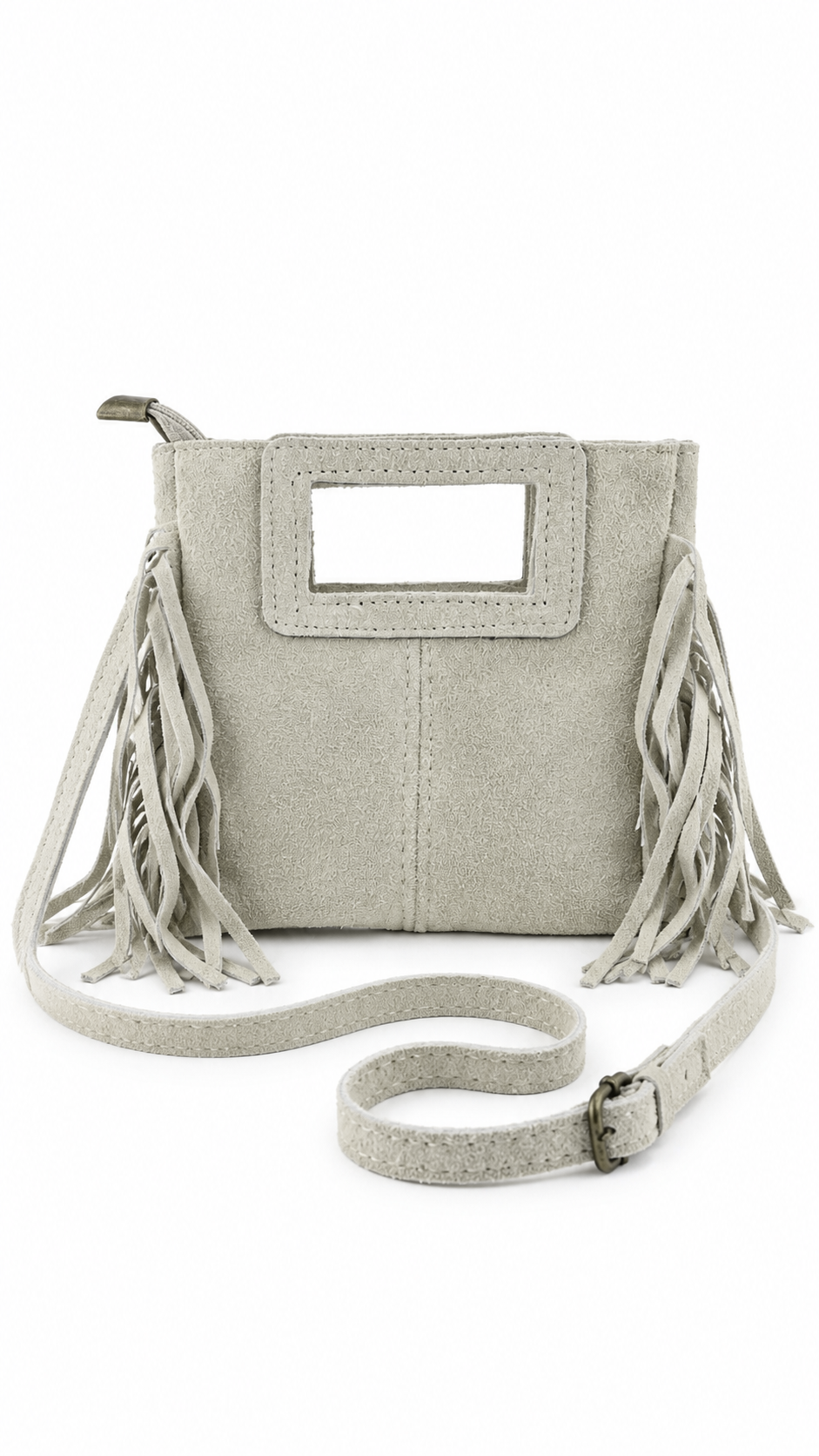 Borsa piccola con frange e manico rettangolare