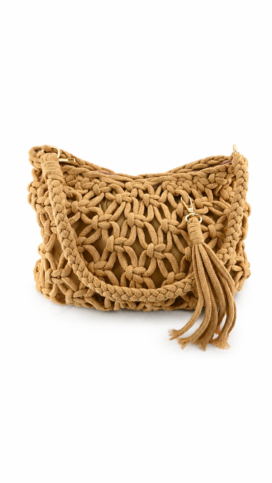 Borsa in corda attrecciata con nappina