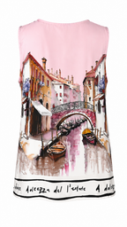 Top canottiera smanicata con stampa veneziana