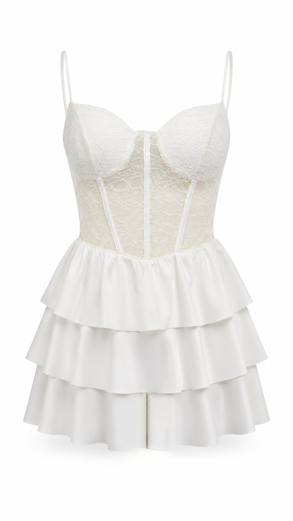 Strapless short dress with tiered skirt