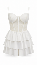 Strapless short dress with tiered skirt