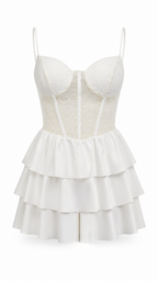 Strapless short dress with tiered skirt