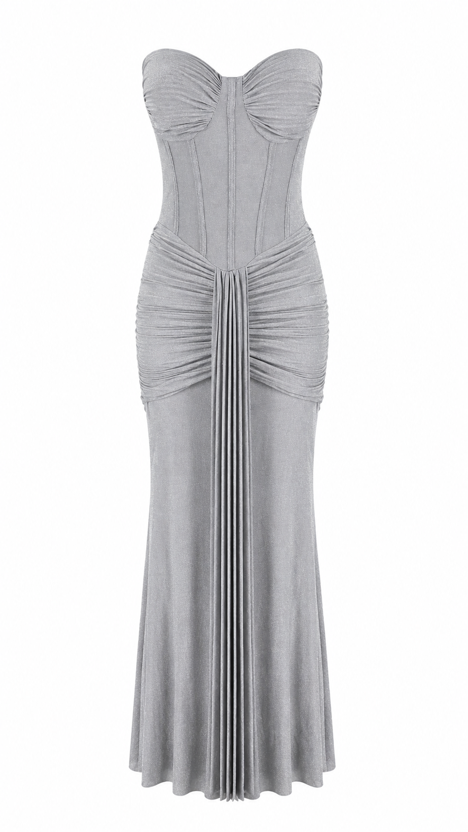 Abito lungo effetto lurex con bustier corsetto