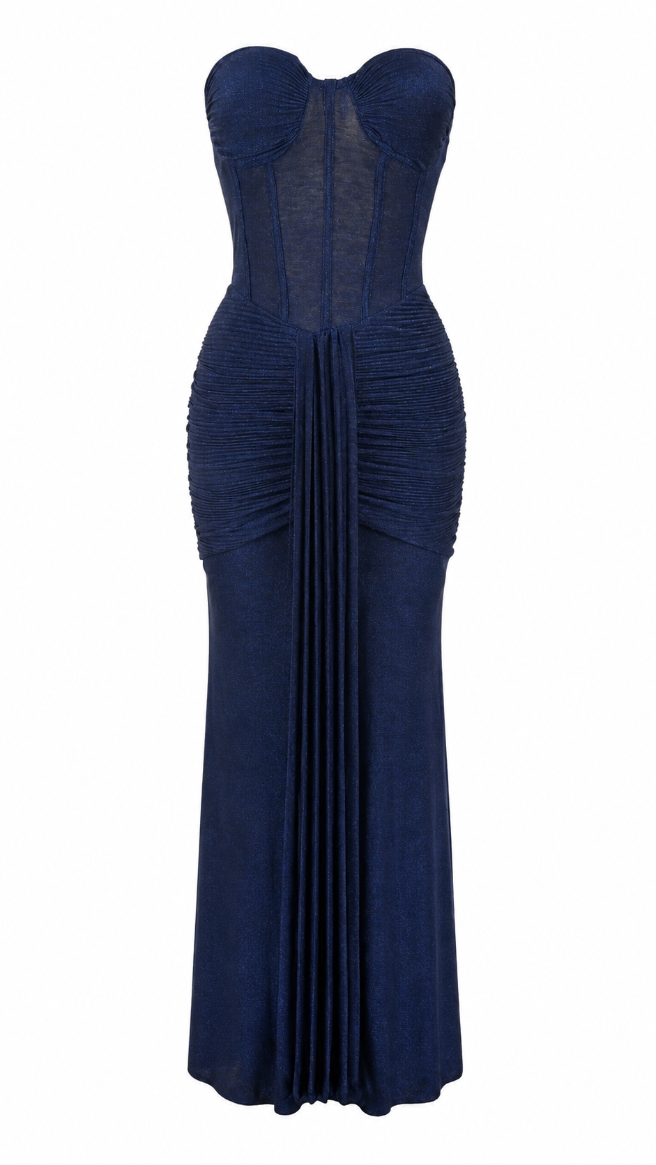 Abito lungo effetto lurex con bustier corsetto