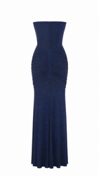 Abito lungo effetto lurex con bustier corsetto