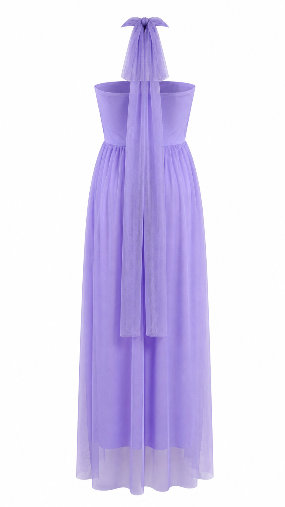 Abito lungo effetto tulle con scollo halter