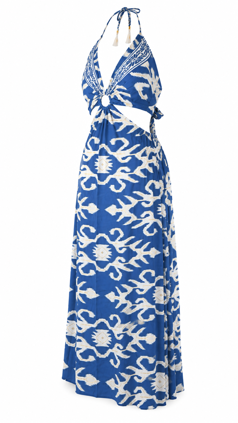 Abito lungo mandala cut-out laterale